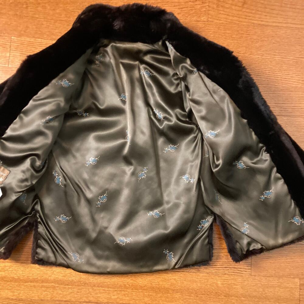 M 6 8 faux fur Sheared Beaver Fur Jacket Coat Vintage Mouton brown - Picture 9 of 11